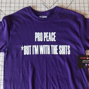 Purple Tee "PRO PEACE BUT I'M WITH THE $HIT$" crop tee NWT small